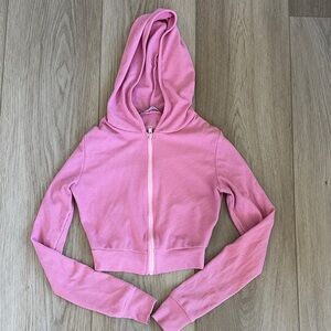 Naked Wardrobe Cropped Pink Hoodie